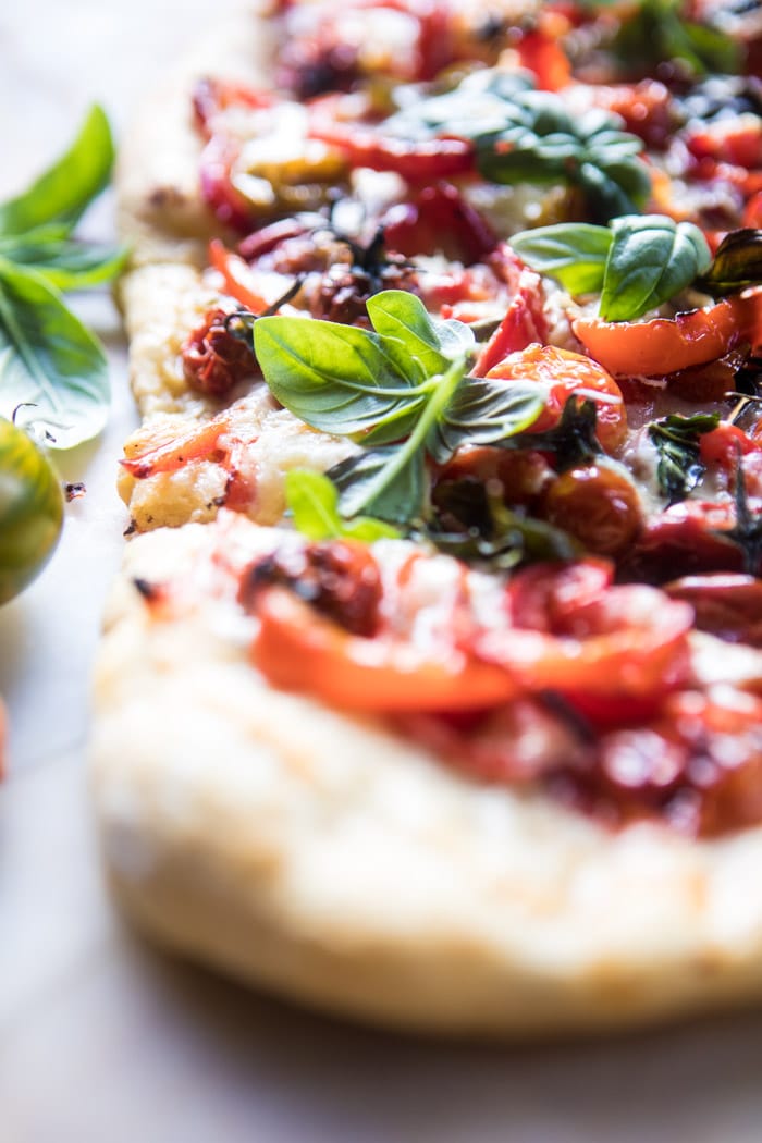 Pepper and Cherry Tomato White Pizza | halfbakedharvest.com @hbharvest