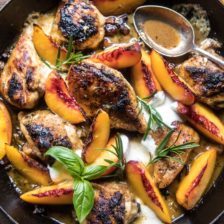 Rosemary Peach Chicken in a White Wine Pan Sauce.