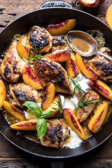 Rosemary Peach Chicken in a White Wine Pan Sauce.