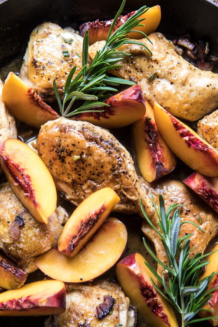 Rosemary Peach Chicken in a White Wine Pan Sauce | halfbakedharvest.com @hbharvest