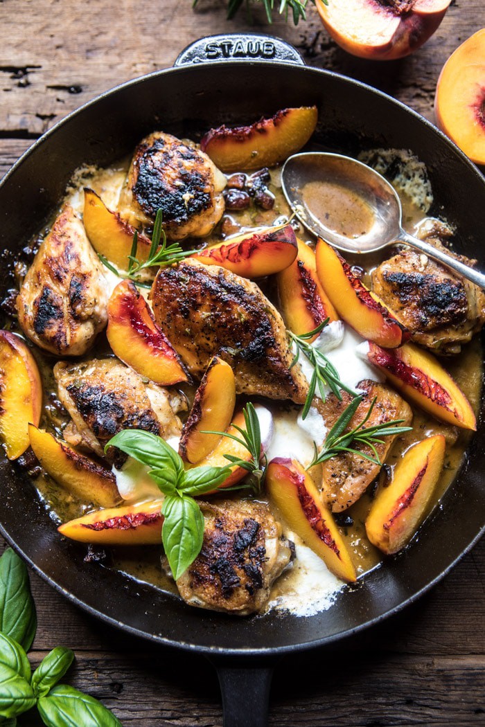 Rosemary Peach Chicken in a White Wine Pan Sauce | halfbakedharvest.com @hbharvest