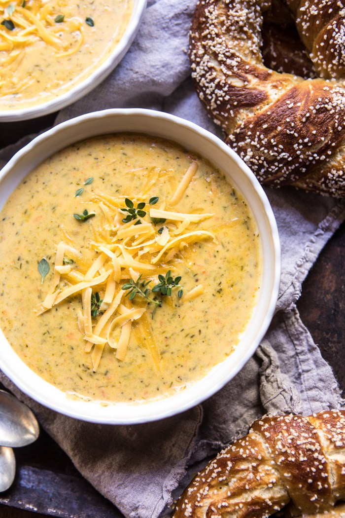 Pumpkin Beer Broccoli Cheddar Soup | halfbakedharvest.com @hbharvest