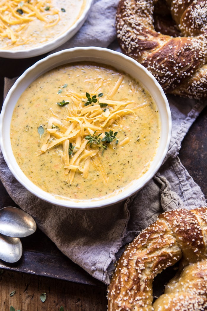 Pumpkin Beer Broccoli Cheddar Soup | halfbakedharvest.com @hbharvest