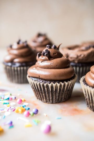 The Best Chocolate Birthday Cupcakes with Fudgy Chocolate Buttercream.