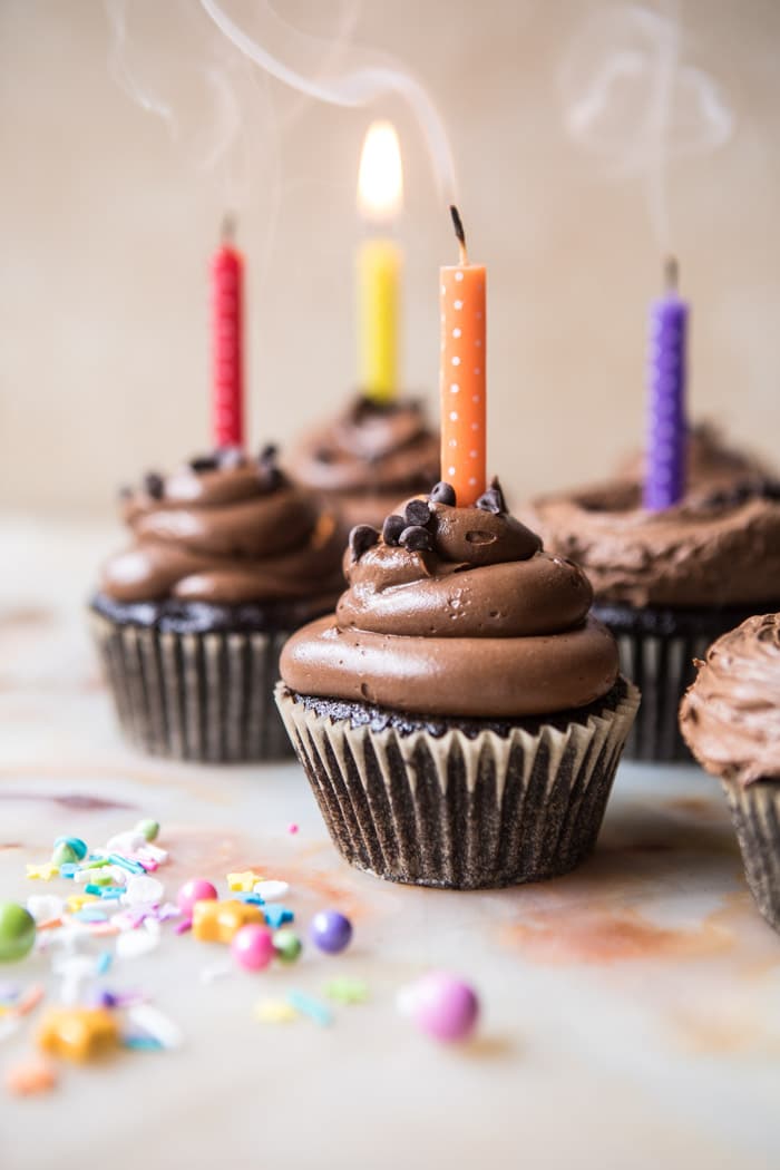 The Best Chocolate Birthday Cupcakes...with Fudgy Chocolate Buttercream | halfbakedharvest.com @hbharvest
