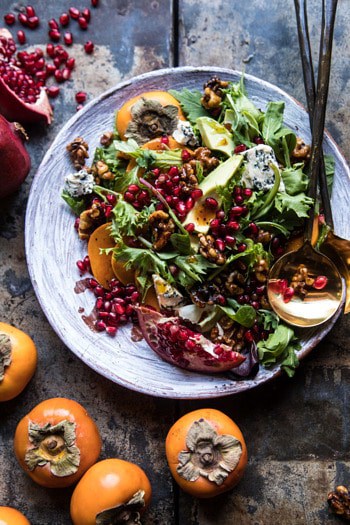 Pomegranate Avocado Salad with Candied Walnuts.