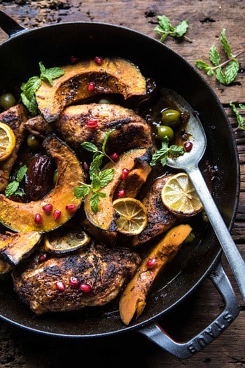 Skillet Roasted Moroccan Chicken and Olive Tagine.