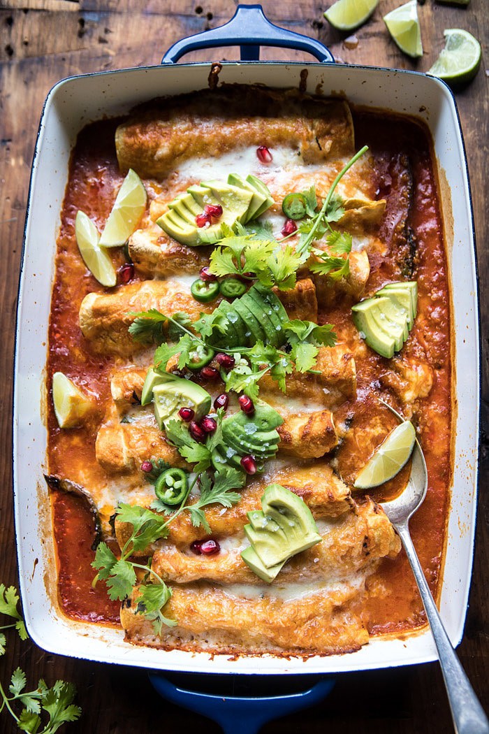 Spicy Poblano, Black Bean, and Quinoa Enchiladas | halfbakedharvest.com @hbharvest