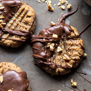 5 Ingredient Chocolate Dipped Peanut Butter Cookies.