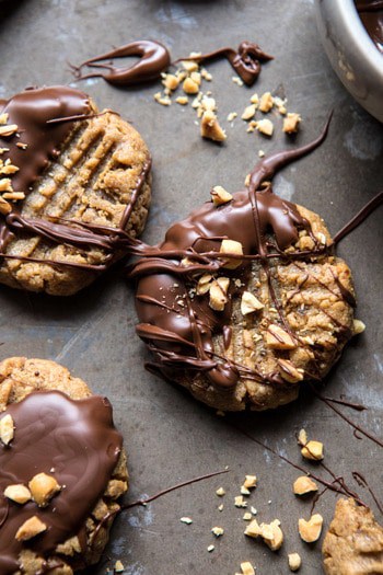 5 Ingredient Chocolate Dipped Peanut Butter Cookies.