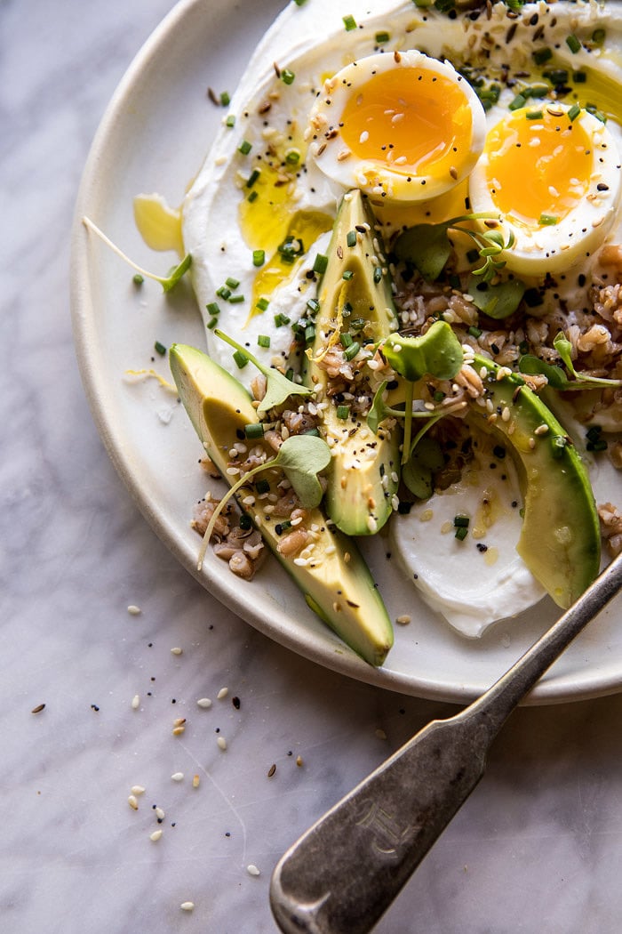 The Best Everything Spice Egg Avocado Yogurt Bowl | halfbakedharvest.com @hbharvest #breakfast #healthy #avocado