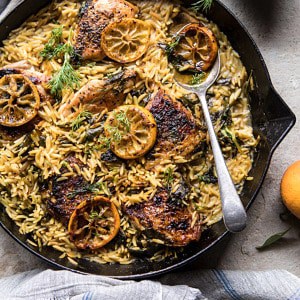 One Skillet Lemon Butter Chicken and Orzo.