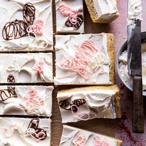 Browned Butter Sugar Cookie Bars with White Chocolate Frosting.