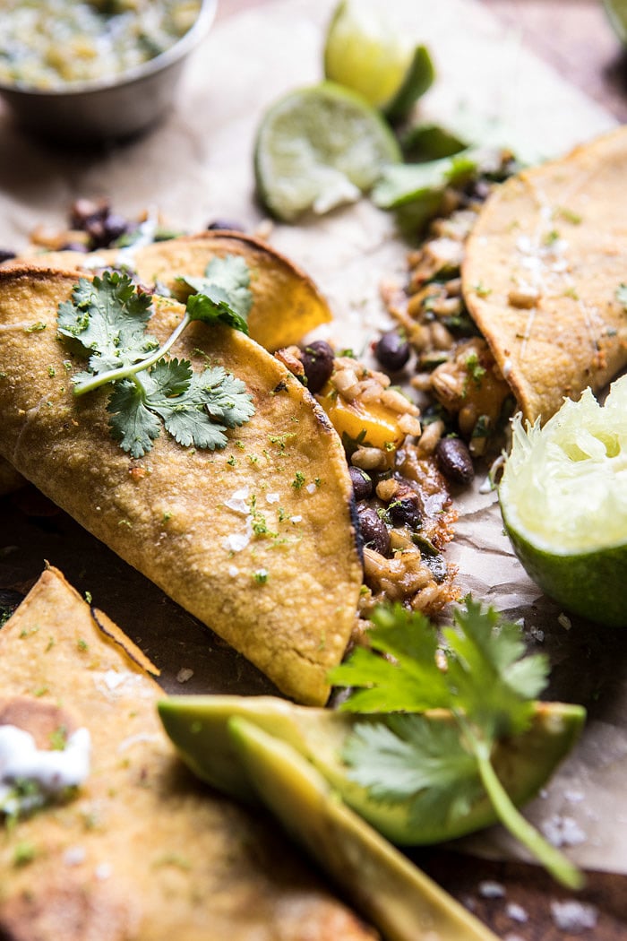 Chipotle Black Bean, Brown Rice, and Mango Quesadillas | halfbakedharvest.com #mexican #healthy #recipes