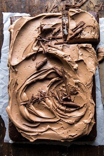 One Bowl Chocolate Sheet Cake with Milk Chocolate Fudge Frosting.
