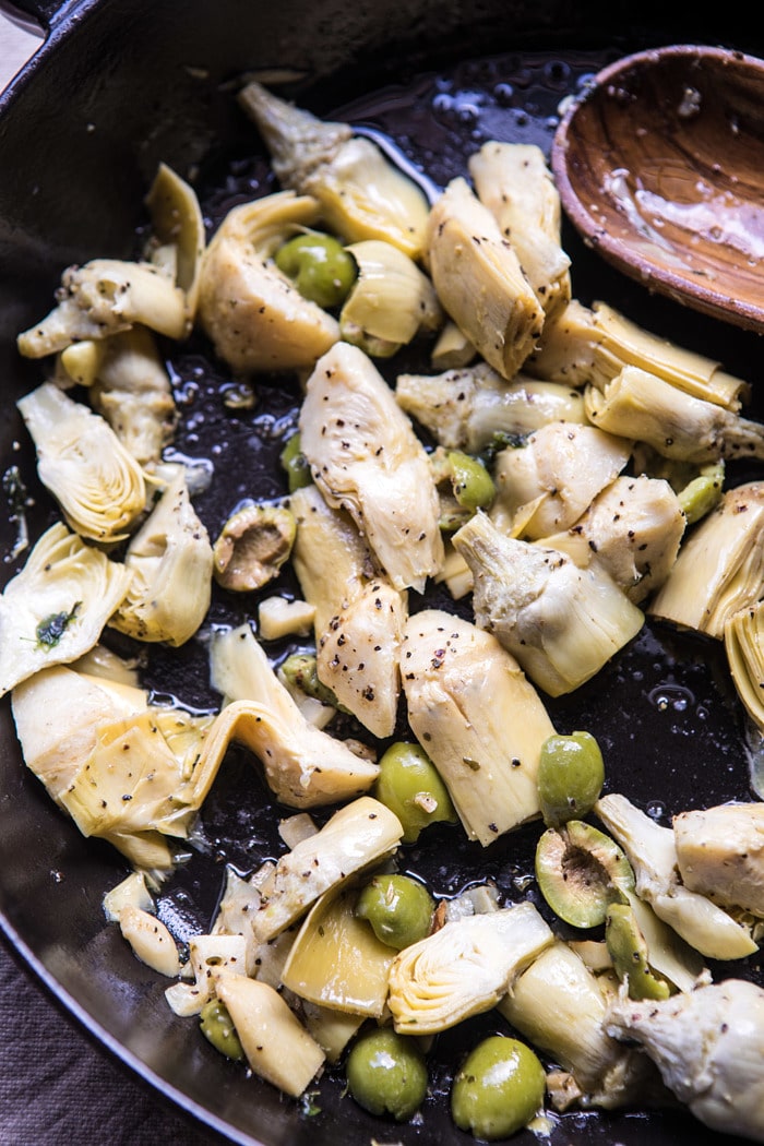 30 Minute Artichoke and Pea Rigatoni Pasta | halfbakedharvest.com #pasta #spring #artichokes #recipes