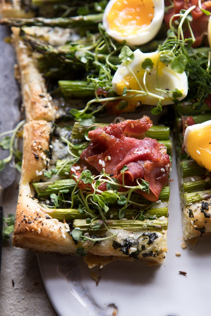 Asparagus, Egg, and Prosciutto Tart with Everything Spice | halfbakedharvest.com #spring #tart #brunch #asparagus