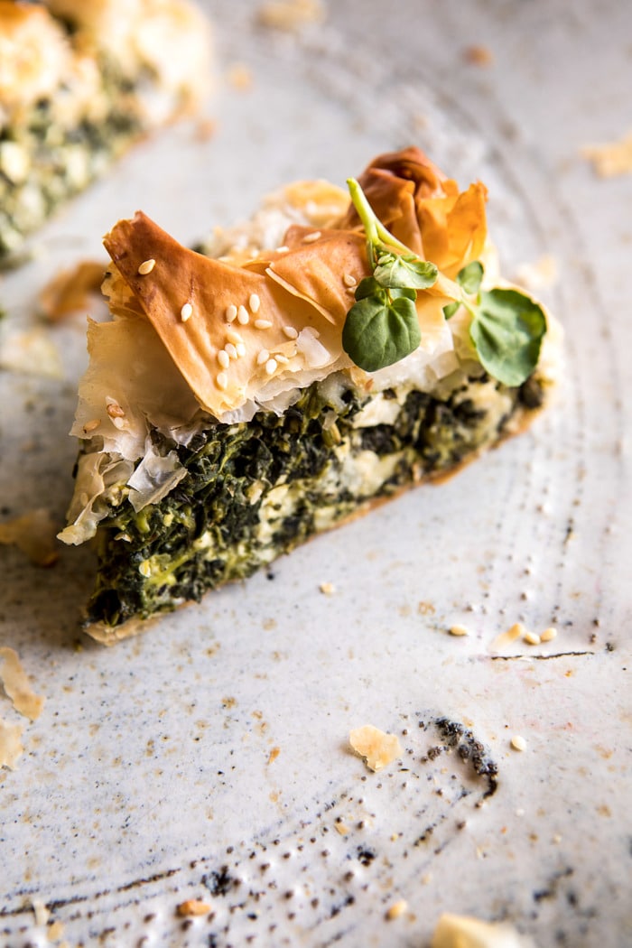 Greek Spinach and Feta Pie (Spanakopita) | halfbakedharvest.com #greek #easter #spring #spinach