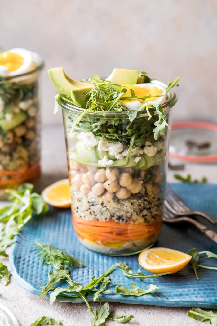 Mediterranean Chickpea and Egg Salad Jars | halfbakedharvest.com #healthy #mealprep #recipes