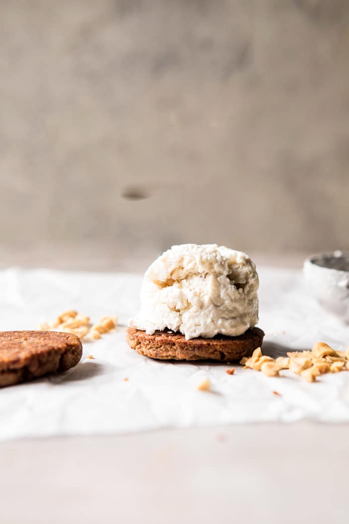 front on photo of Peanut Cookie with ice cream scoop