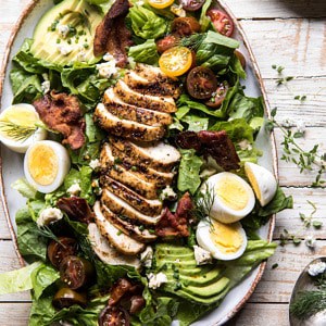 Balsamic Grilled Chicken Cobb Salad | halfbakedharvest.com #chicken #salad #tomatoes