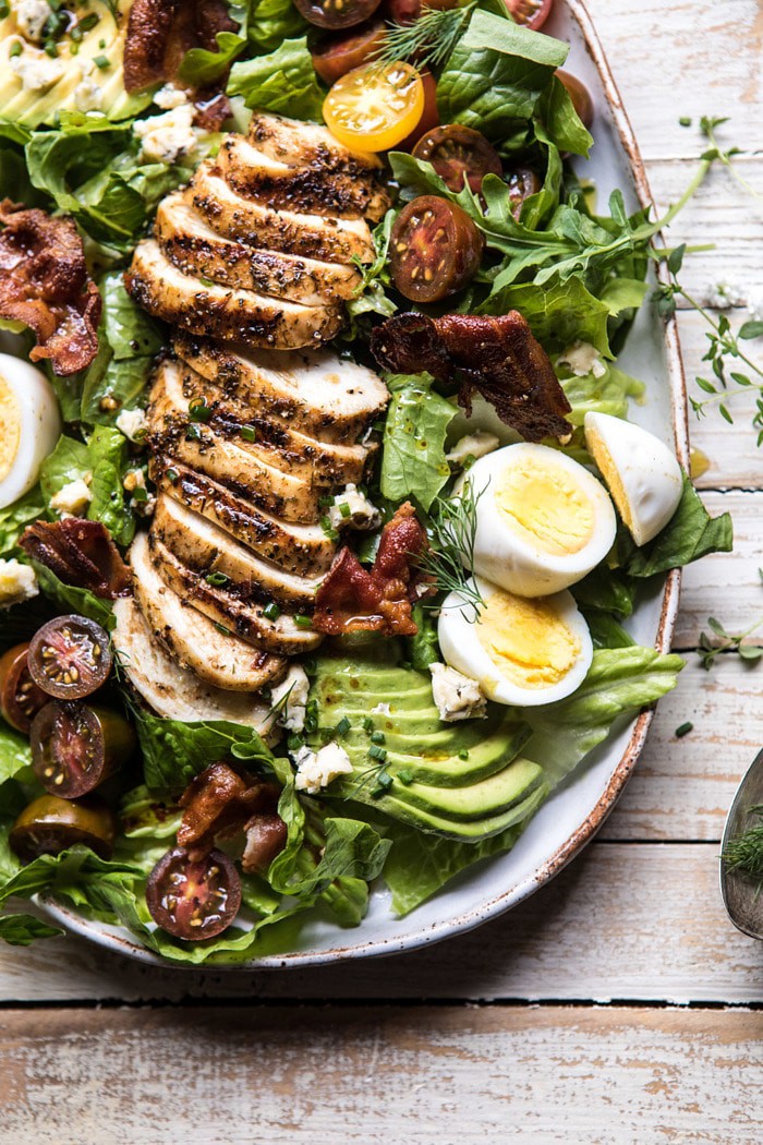 close up photo of Balsamic Grilled Chicken Cobb Salad