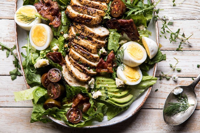 horizontal photo of Balsamic Grilled Chicken Cobb Salad