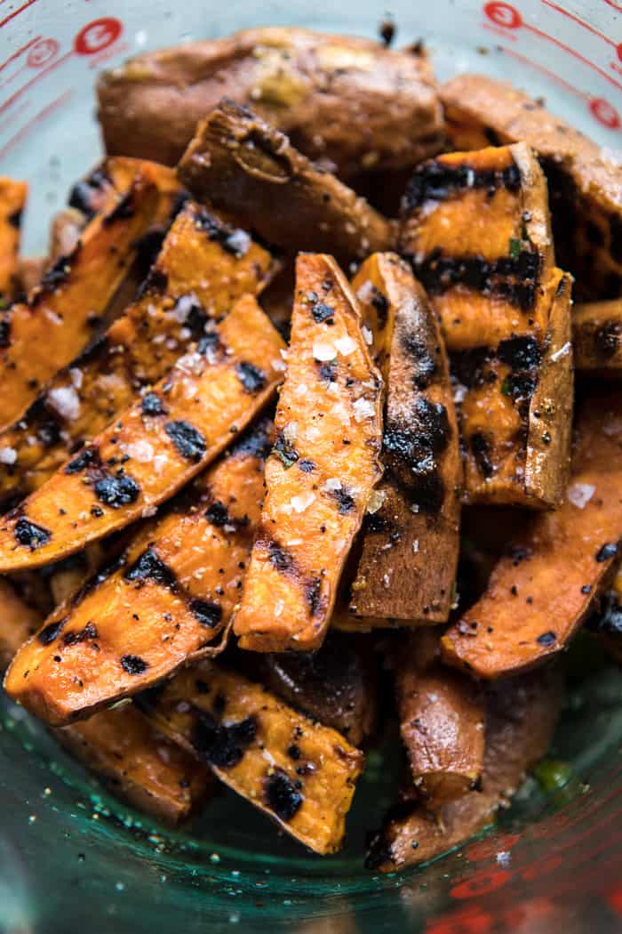 overhead photos of grilled Sweet Potatoes