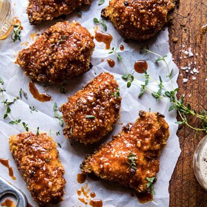 Oven Fried Southern Hot Honey Chicken | halfbakedharvest.com #chicken #healthy #recipes #easy