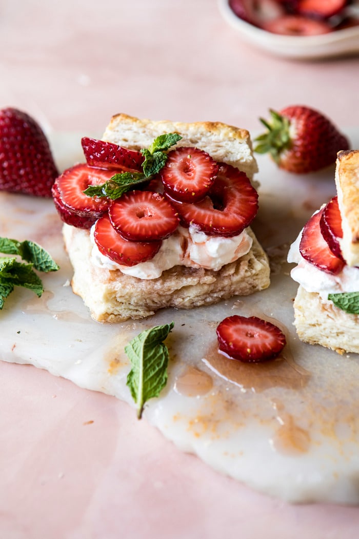 angled photo of Strawberry Bourbon Shortcakes