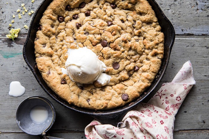 horizontal photo of Whole Wheat Chocolate Chip Skillet Cookie