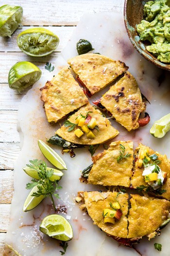 Grilled Vegetable and Cheese Quesadillas with Mango Salsa.