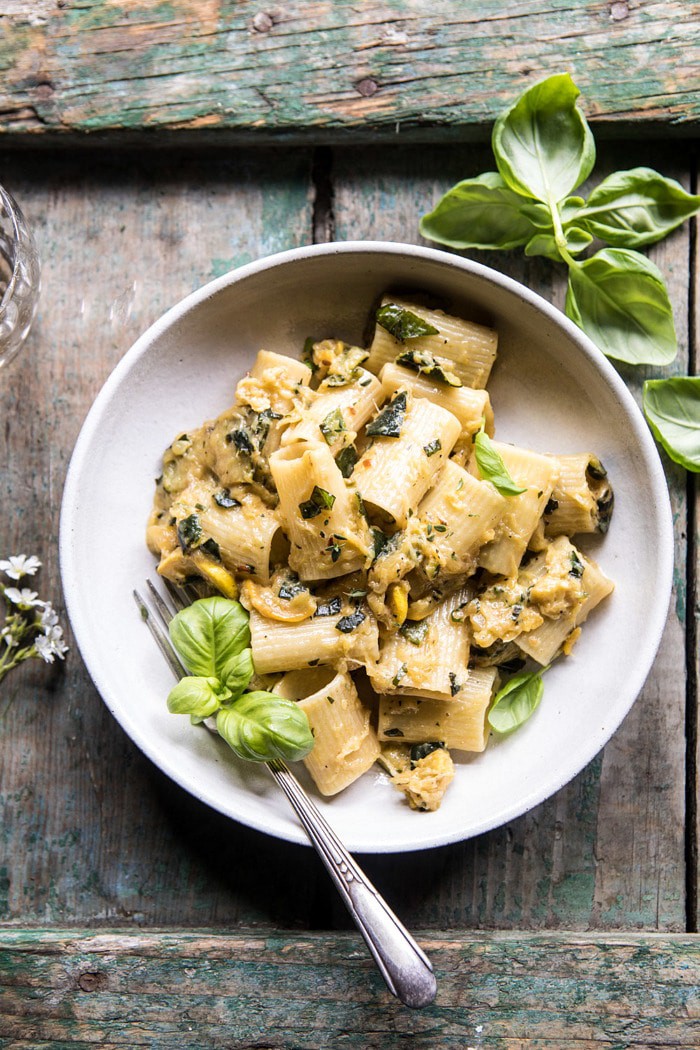 Simplest Zucchini Parmesan Pasta | halfbakedharvest.com #pasta #italian #summerrecipes