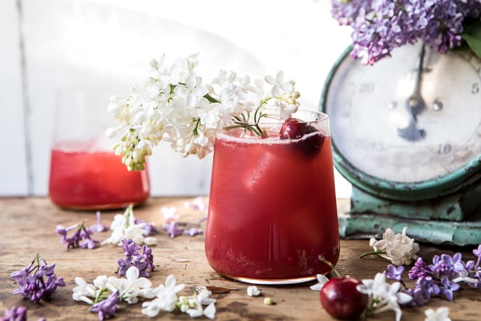 horizontal photo of Hibiscus Cherry Vodka Spritz