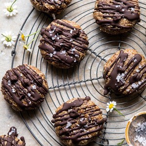 6 Ingredient No Bake Chocolate Chip Cookies | halfbakedharvest.com #cookies #healthy #chocolate #vegan #nobake