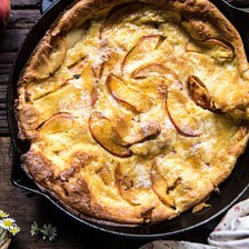 Browned Butter Cinnamon Peach Dutch Baby.