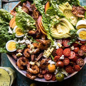 Chipotle Shrimp Cobb Salad with Jalapeno Corn Vinaigrette | halfbakedharvest.com #shrimp #salad #summerrecipes #mexican