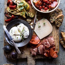 Marinated Tomato and Grilled Veggie Cheese Board.