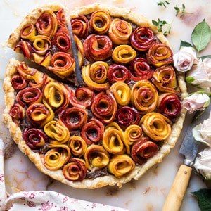 Sweet Peach Rose Tart | halfbakedharvest.com #peach #summerrecipes #tart #summer #pie