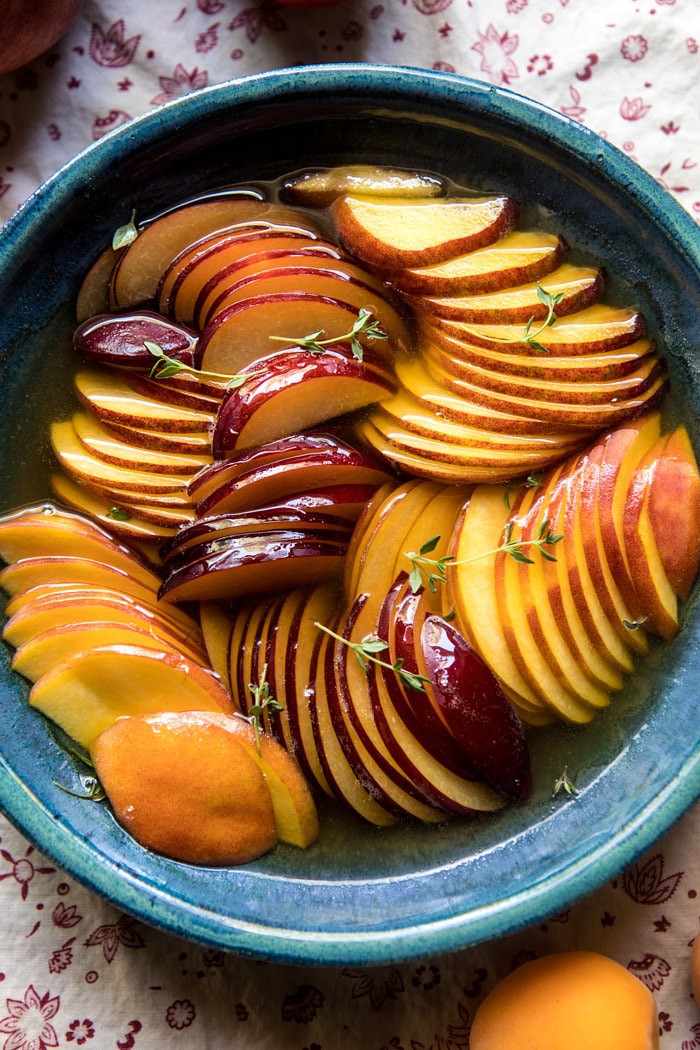 sliced peaches in honey