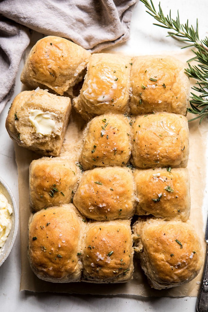 Buttery Pull Apart Whole Wheat Potato Rolls | halfbakedharvest.com #bread #rolls #easyrecipes #backtoschool