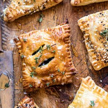 Caramelized Onion, Spinach, and Cheddar Flaky Pastries.