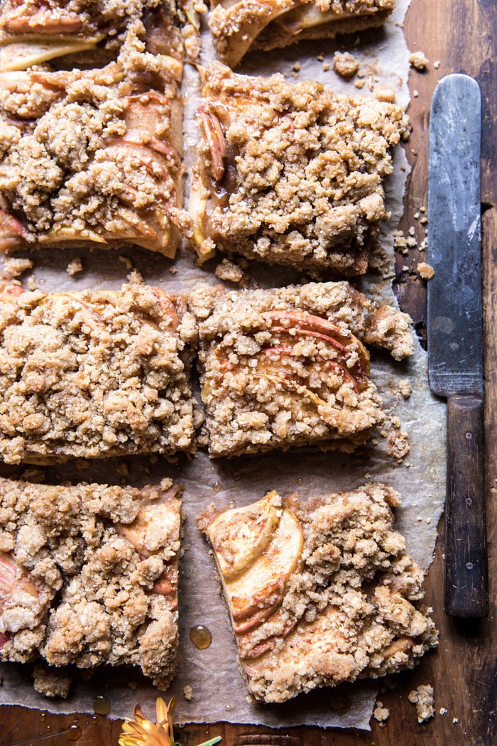 overhead close up photo of Double the Streusel Apple Butter Bars