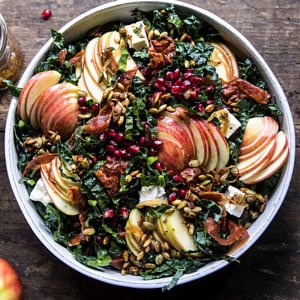 Fall Harvest Honeycrisp Apple and Kale Salad | halfbakedharvest.com #fall #easyrecipes #healthyrecipe #apples #salad