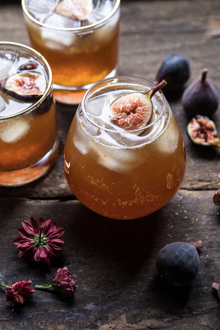 Fig Bourbon Cider Smash | halfbakedharvest.com #cocktial #drink #figs #bourbon #fallrecipes #autumn