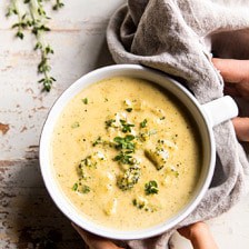 Instant Pot Broccoli Cheddar and Zucchini Soup.
