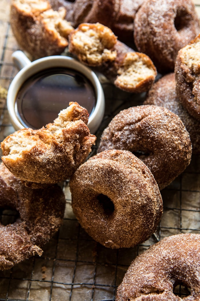 close up side angle photo of Mulled Spiced Apple Cider Doughnuts