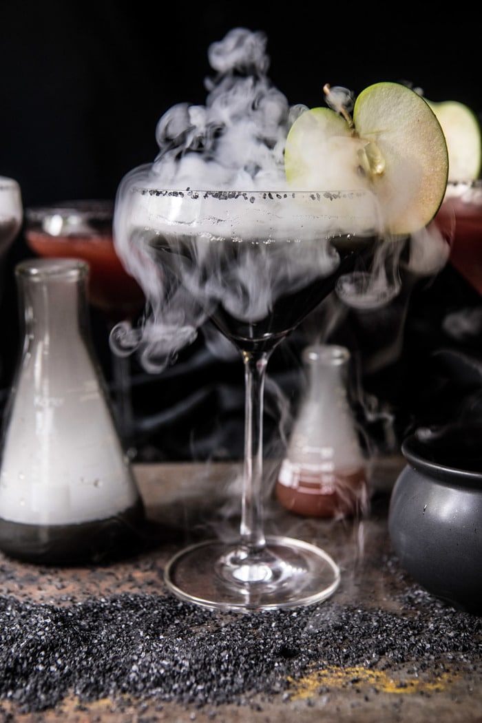 Poison Apple Martini | halfbakedharvest.com #martini #apple #halloween #cocktails