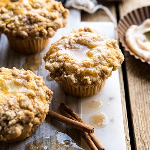 Pumpkin Coffee Cake Muffins with Cinnamon Honey Butter | halfbakedharvest.com #pumpkin #breakfast #easyrecipes #autumnrecipes #fall #thanksgiving