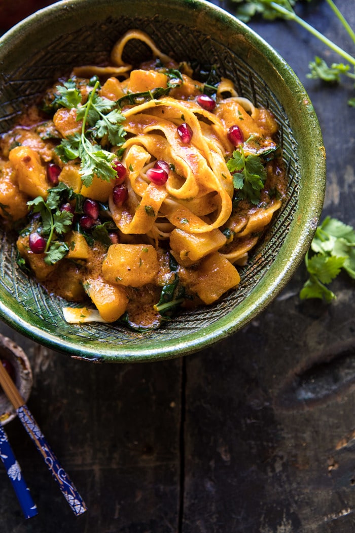 side angled photo of Slow Cooker Saucy Thai Butternut Squash Curry 
